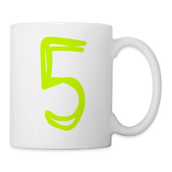 5 JAHRE. 5-JÄHRIGES JUBILÄUM. GEBURTSTAG 5 JAHRE. FÜNF - Tasse - Weiß - Rechts