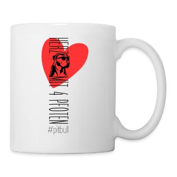 Herz mit vier Pfoten - Pitbull - Tasse - Weiß - Rechts