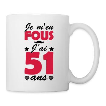 j'ai 51 ans / cadeau anniversaire 51 ans - Mug blanc - blanc - Droite