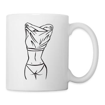 Frau von hinten beim ausziehen mit Bikini. - Tasse - Weiß - Rechts