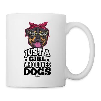 Mädchen Frau Hund Haustier - Tasse - Weiß - Rechts