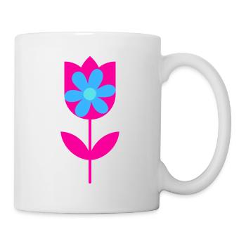 Motif Tulipe rose et fleur bleue pop et fun - Mug blanc - blanc - Droite