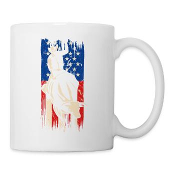 Bull Riding American Flag, Patriotic Rodeo Cowboy - Tasse - Weiß - Rechts