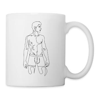 Shawn - One Line Art, Naked Man Line Art - Tasse - Weiß - Rechts