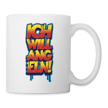 ICH WILL ANGELN, Anglershirt, Angeln, Fisch - Tasse - Weiß - Rechts