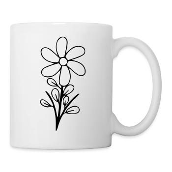 Dessin de fleur Nature croquis noir - Mug blanc - blanc - Droite