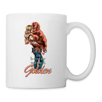 Life is better with a Golden Illustration blond - Tasse - Weiß - Rechts