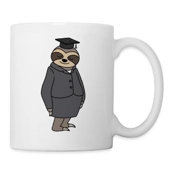Sloth graduated with PhD hat exam passed - Mug - white - Right