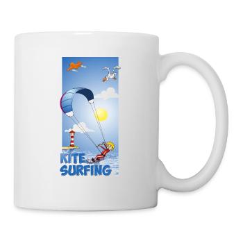 Colorful illustration of a kitesurfer - Mug - white - Right