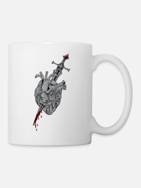 Broken Heart - Sword pierces heart - Mug - white