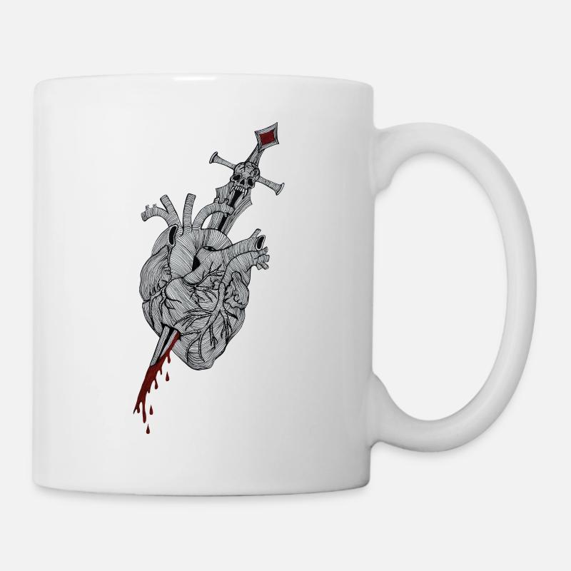 Broken Heart - Sword pierces heart - Mug - white
