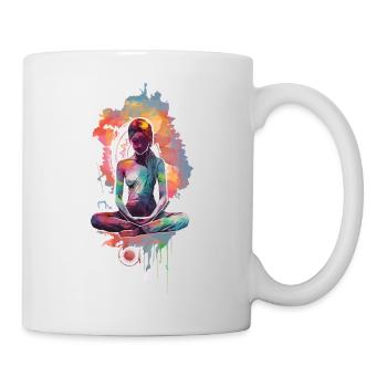 Femme méditante - Mug blanc - blanc - Droite