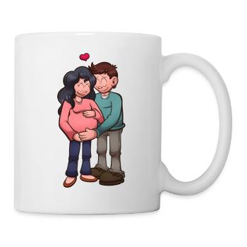 Dessin animé couple enceinte - Mug blanc - blanc - Droite