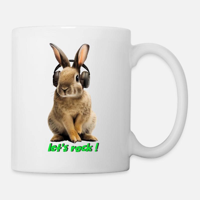 Rabbit with headphones - Mug - white
