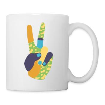 Main de la paix multicolore - Mug blanc - blanc - Droite