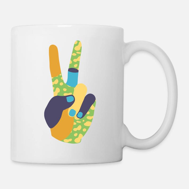 Multi-color peace hand - Mug - white