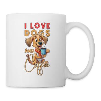 Hund Kaffee I Love Dogs And Coffee Spruch Lustig - Tasse - Weiß - Rechts