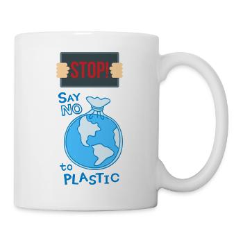 Kein Plastik - Tasse - Weiß - Rechts