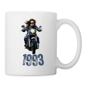 1993, Motorrad, Frau - Tasse - Weiß - Rechts