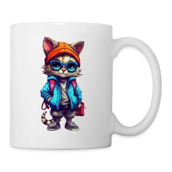 Cute Cat Cartoon - Tasse - Weiß - Rechts
