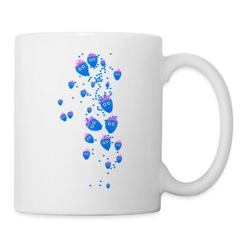 erdbeeren,erdbeere,muster,herzen, blau - Tasse - Weiß - Rechts
