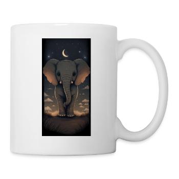 Knuffiger Elephant in der nächtlichen Savanne - Tasse - Weiß - Rechts
