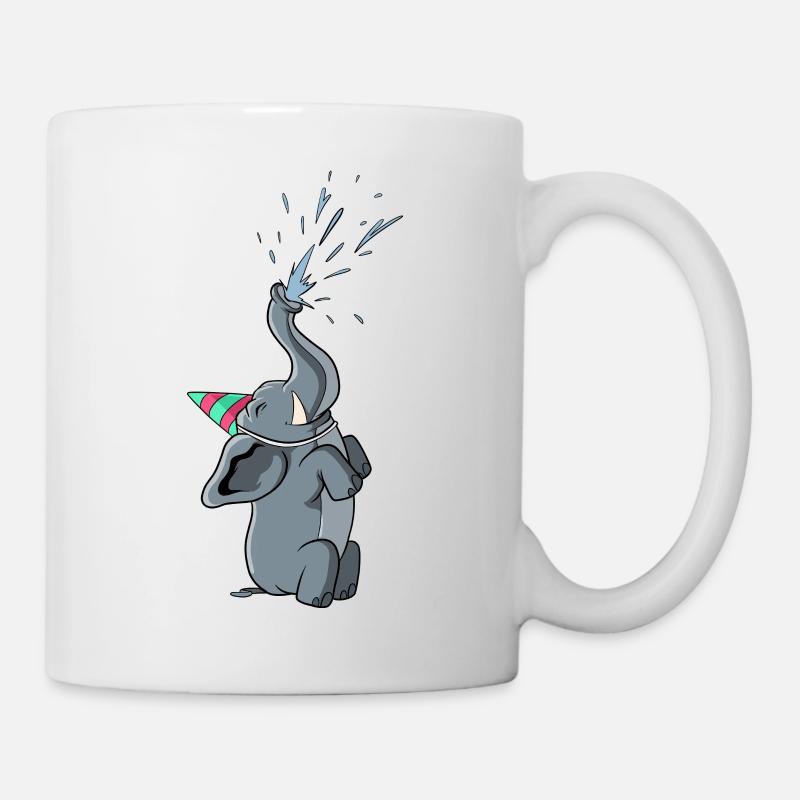 Éléphant de fête avec chapeau de fête - Mug blanc - blanc