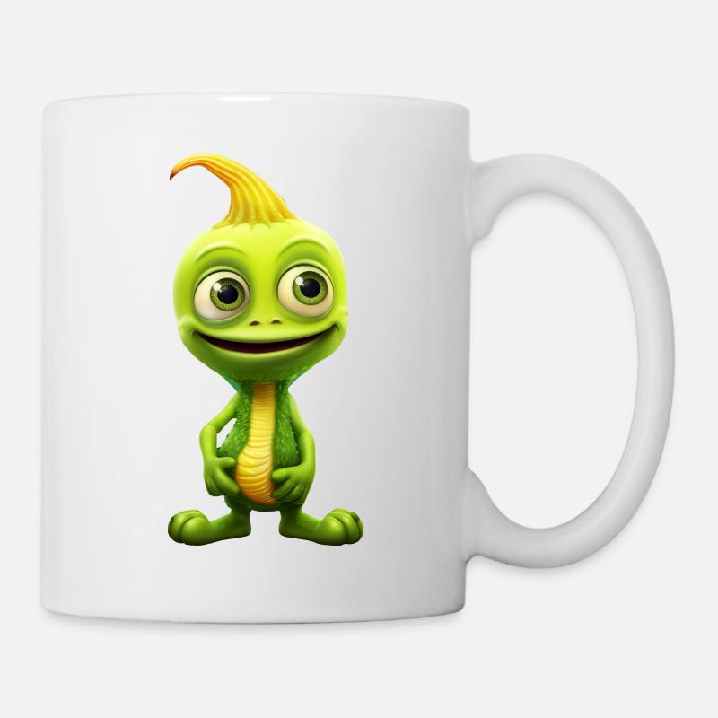 Green Alien & Pumpkin: Unexpected Encounter - Mug - white