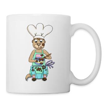 Suricate cuit un gâteau au chocolat - Mug blanc - blanc - Droite