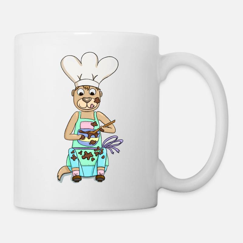 Erdmännchen backt Schokokuchen - Tasse - Weiß