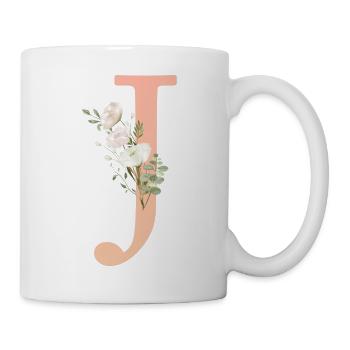 J Monogram, minimal, pastel, floral - Mug - white - Right