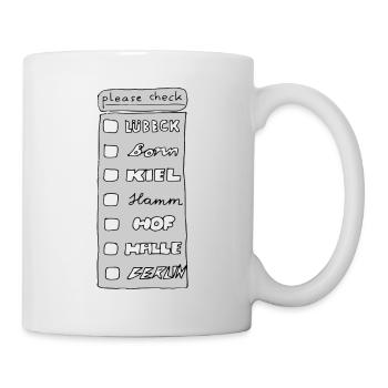 Städtequiz - Bitte ankreuzen - Tasse - Weiß - Rechts