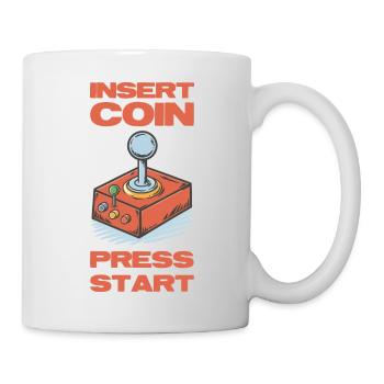 Insert coins press start. Retro joystick design. - Mug - white - Right