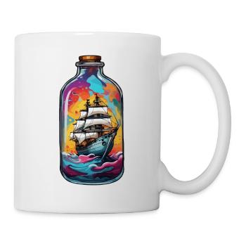 Navire dans une bouteille / Message dans une bouteille / Ahoy / ancre - Mug blanc - blanc - Droite