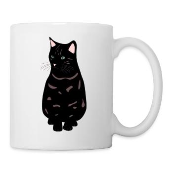 schwarze Katze - Tasse - Weiß - Rechts