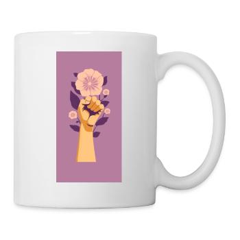 Poing féministe avec fleur violette. - Mug blanc - blanc - Droite