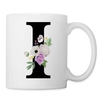 Lila Blumenbuchstabe I - Tasse - Weiß - Rechts