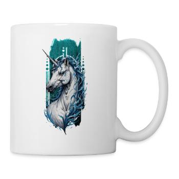 Azure Serenity: Unicorn with Blue Water Manes - Mug - white - Right