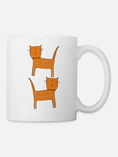 katze orange zweifach - Tasse - Weiß