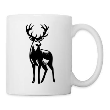 Hirsch Geweih Symbol Wappen Piktogramm Vektor - Tasse - Weiß - Rechts