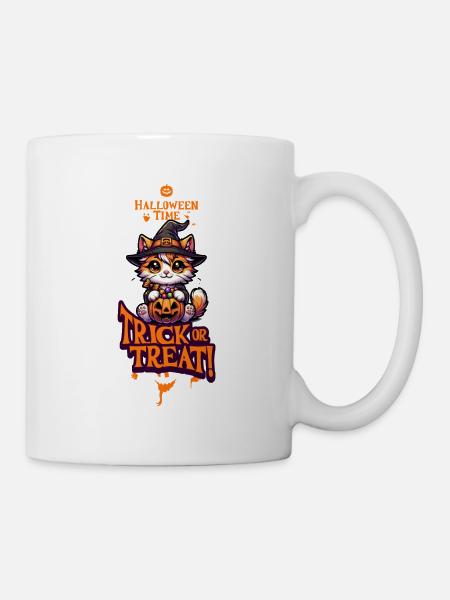 Trick or Treat Cat - Halloween Gift Idea - Mug - white