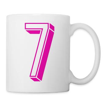 Zahl sieben - Nummer 7 pink Mädchen Trikotnummer - Tasse - Weiß - Rechts