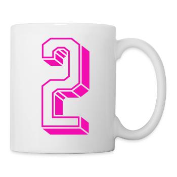 Zahl zwei - Nummer 2 pink Mädchen Trikotnummer - Tasse - Weiß - Rechts