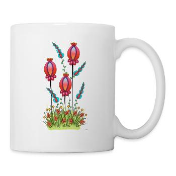 Poppy capsule drawing abstract colorful, eye-catcher - Mug - white - Right