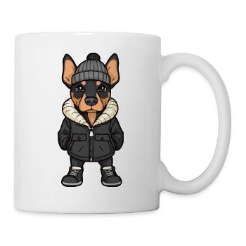 Doberman Hund Winter - Tasse - Weiß - Rechts