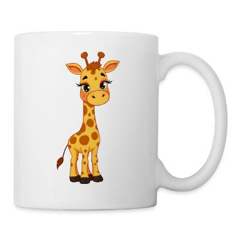 Girafe : taches jaunes et noires, yeux verts - Mug blanc - blanc - Droite