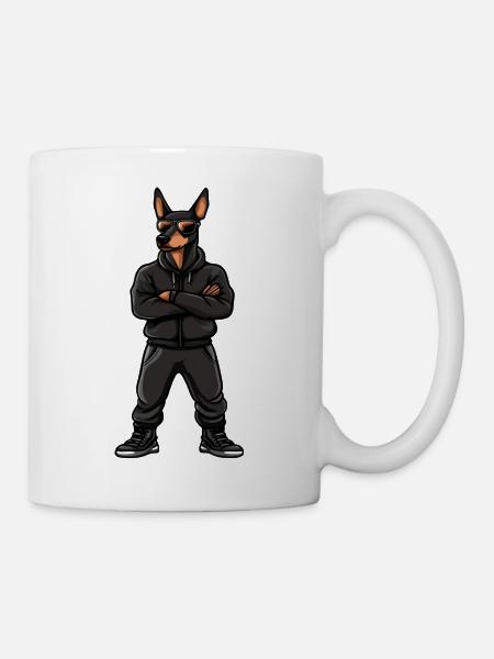 dobermann hund comic - Tasse - Weiß
