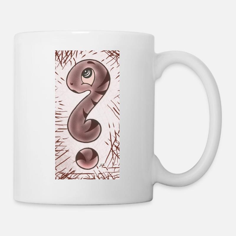 Question mark snake brown narrow - Mug - white