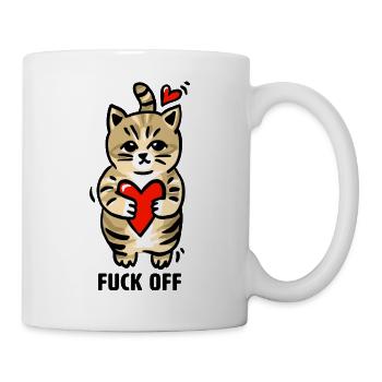 Katze süß Herz Fuck off - Tasse - Weiß - Rechts