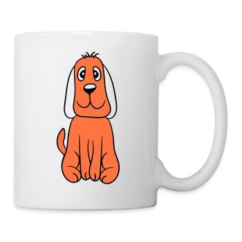 chien assis mignon petit chiot heureux animal de compagnie - Mug blanc - blanc - Droite